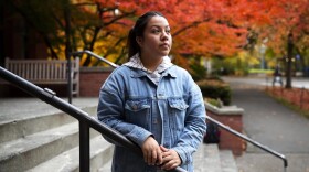 Xitlaly Mendoza, a senior at UW, is portrayed on Monday, November 3, 2025, on the University of Washington campus in Seattle.