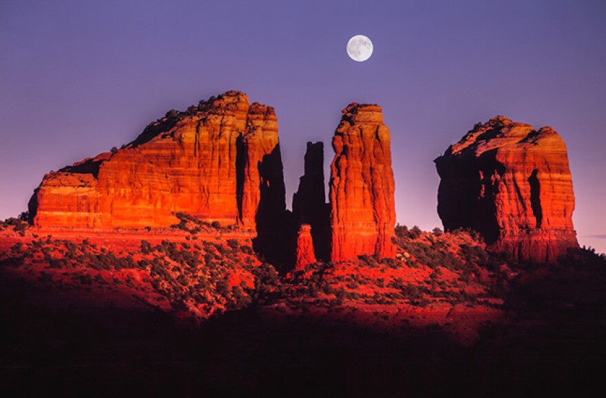 Moonset over Cathedral Rocks, Sedona by David Muench. Northern Arizona University has acquired a vast archive from the renowned landscape photographer.