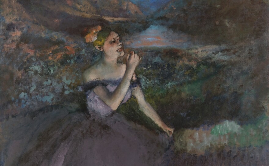 "Dancer with Bouquets" by Edgar Degas is an oil painting being restored at the Chrysler Museum