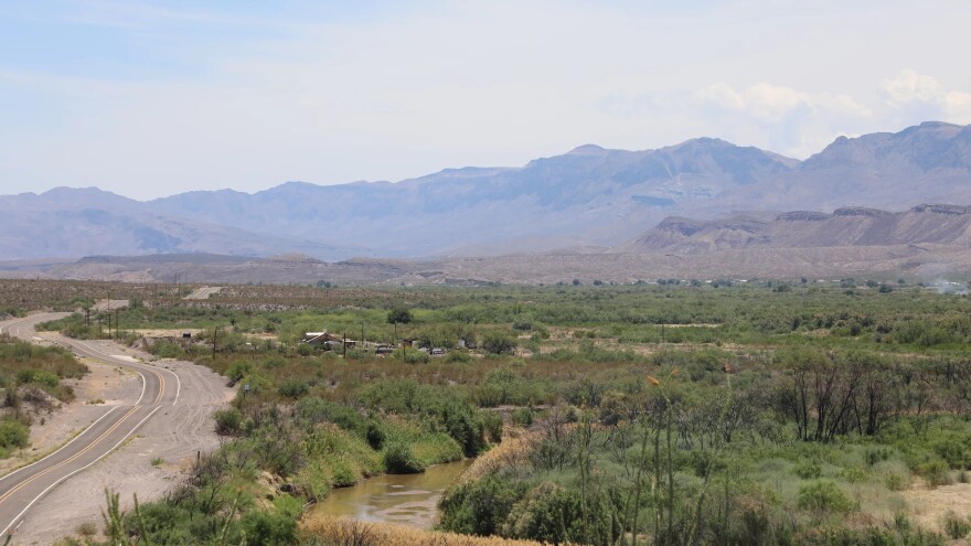 A view of the Rio Grande in May 2026 in southern Presidio County, Texas, where the Trump administration is seeking to build a 30-foot tall steel border wall.