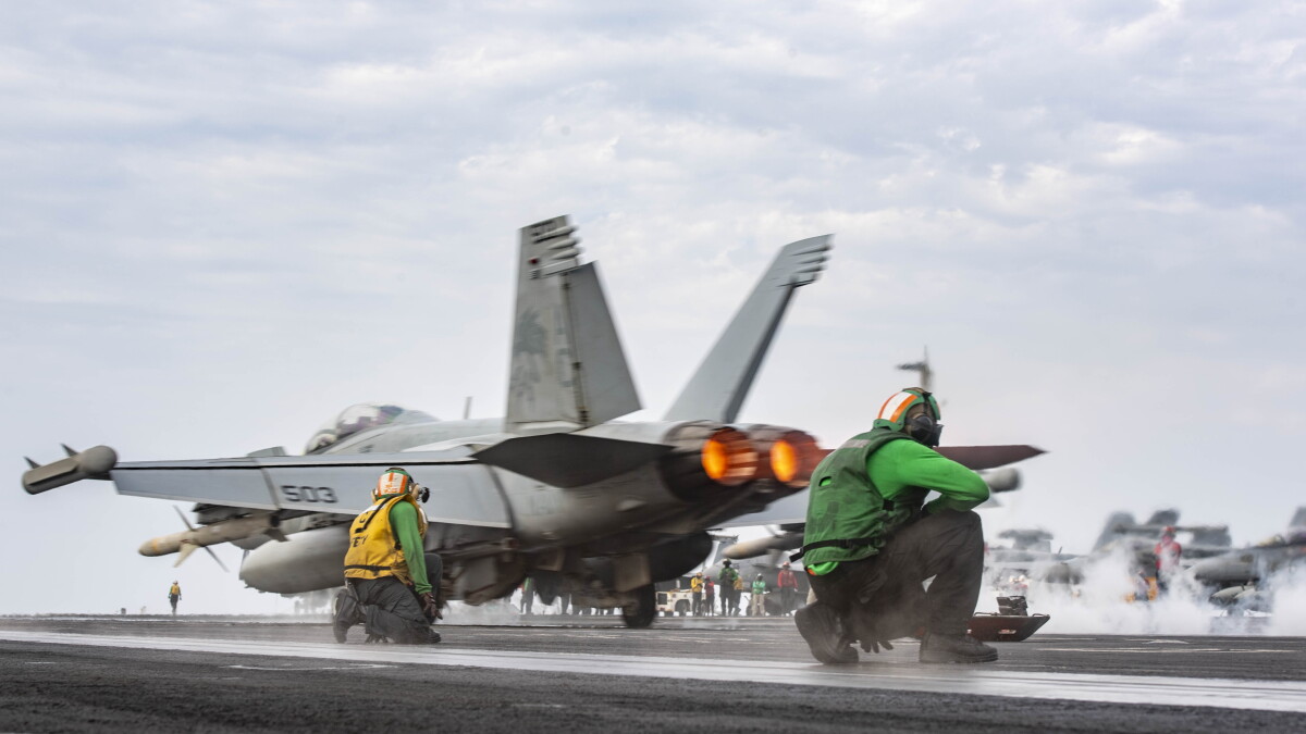 A Navy jet crashed during landing on the carrier USS Eisenhower Monday evening
