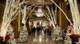 The Roosevelt Hotel is a holiday favorite, with its stunning lobby featuring snow-dusted Christmas trees, and thousands of twinkling lights.