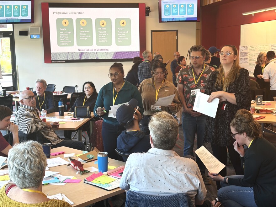 A group of 29 randomly selected Snohomish County residents studied and debated AI policy, then drafted proposals for the county. June 6, 2026.