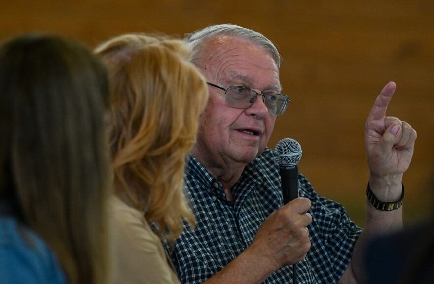 Lackawanna County farmer Keith Eckel answers a question about the changes in farming.