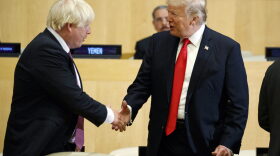 President Trump shakes hands with then British Minister of Foreign Affairs Boris Johnson during a meeting on Sept. 18, 2017, in New York. (Evan Vucci/AP)