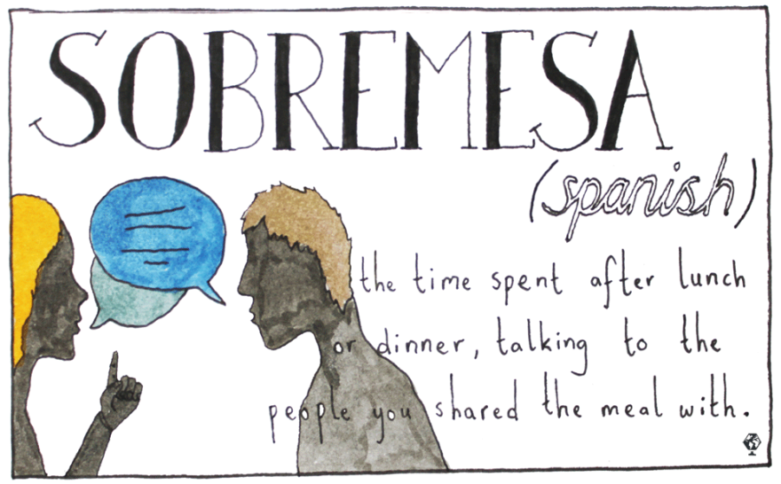 This word describes the period of time after a meal when you have food-induced conversations with the people you have shared the meal with.