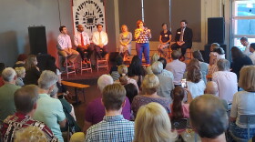 Democratic candidates for the North Carolina House and Senate speak at a fundraiser at Free Range Brewing in NoDa.