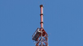 New WKAR-TV antenna atop the 1000-foot broadcast tower near Okemos. 