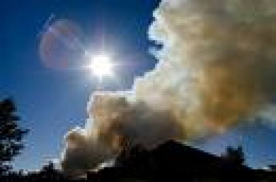 A wildfire burns near Flagstaff