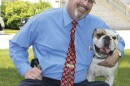 Mo. state Sen. Kevin Engler, R-Farmington with his late dog, Winston. The dog often accompanied Engler to political functions and parades. Engler said Winston was "part of [his] softer side."