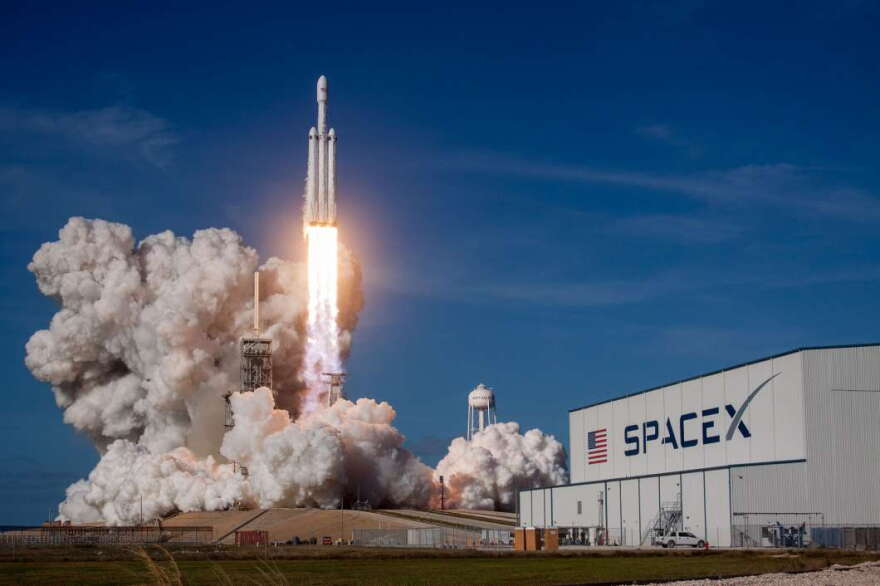 Falcon Heavy launches for the first time from Kennedy Space Center. 