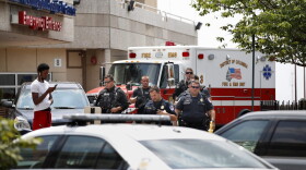 Capitol Hill Police leave the emergency entrance at MedStar Washington Hospital Center in Washington, Wednesday, June 14, 2017, where House Majority Leader Steve Scalise of La. was taken after being shot in Alexandria, Va., during a Congressional baseball practice. (Jacquelyn Martin/AP)