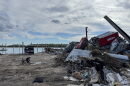 The coastline in Steinhatchee remains covered in debris on Oct. 3, 2024, following Hurricane Helene.