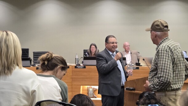 Bemidji Mayor Jorge Prince accepts the Tommy Longo Disaster Leadership Award from LeadersLink on June 15, 2026.