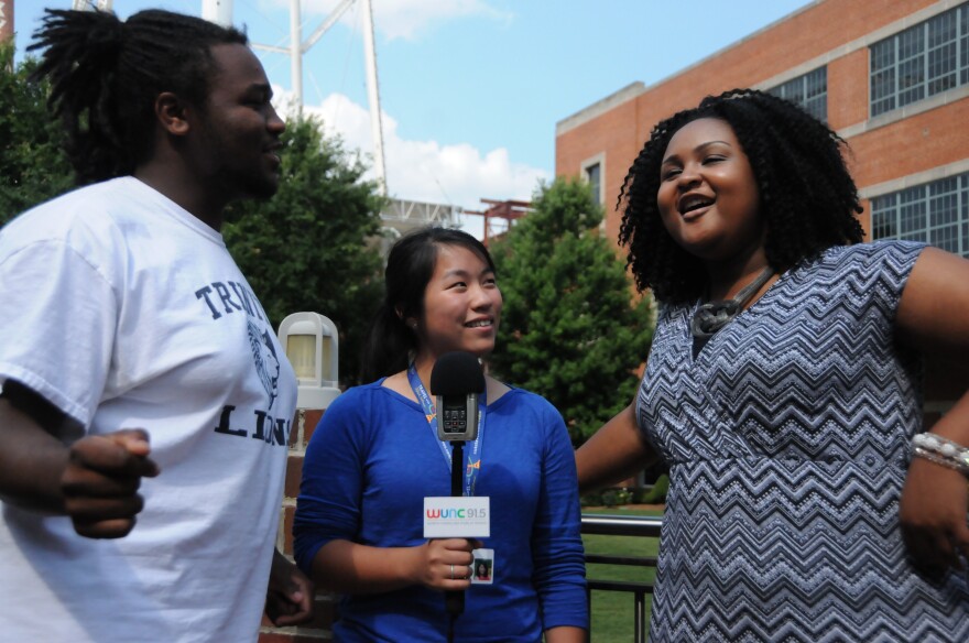 An image of youth reporters singing 