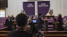 Reverend Ingram delivers the word of Joshua with the cadence of a Southern Pastor and a church recorder to Facebook live.