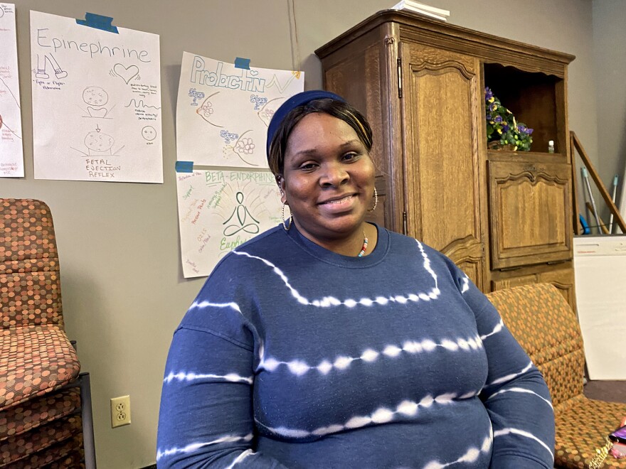 Charisse Parker poses for a photo after a BirthWell Partners class in Birmingham, Alabama, on April 22, 2023.