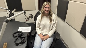 Ady Fergurson at the mic in NPR Illinois Studio F