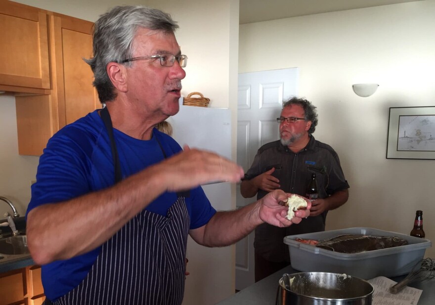 Chef Sam Hayward gives a cooking class at "Take a Bite Out of Appledore." (Courtesy Amy Sherwood)