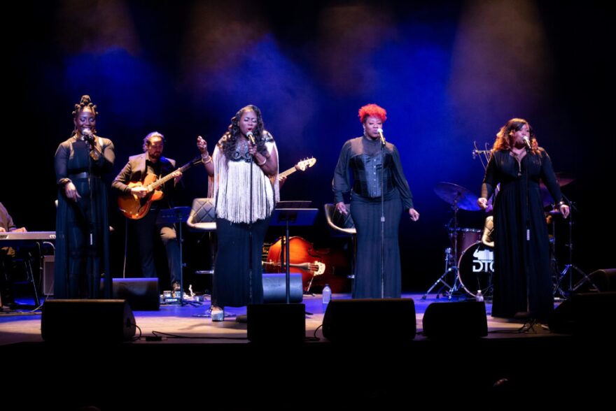 At the most recent Lyric jazz series show, Ladies of Simone paid tribute to Nina Simone on March 1. From left, Courtney Mickens, Ja’Nia Harden, Toddra Brunson, and Sarah Gracel.