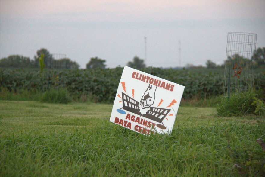 Some residents of Clinton have put yard signs up opposing data centers in Clinton. This one is near the proposed site for the QTS 10 building hyperscale center.