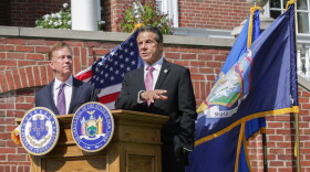Connecticut Gov. Ned Lamont and New York Gov. Andrew Cuomo met in Hartford Wed., Sept. 25, 2019 to discuss a coordinated regional plan for addressing vaping and marijuana regulation.