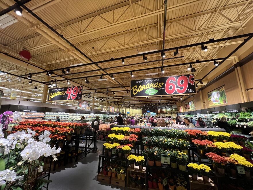 The produce and flower section at Wegmans