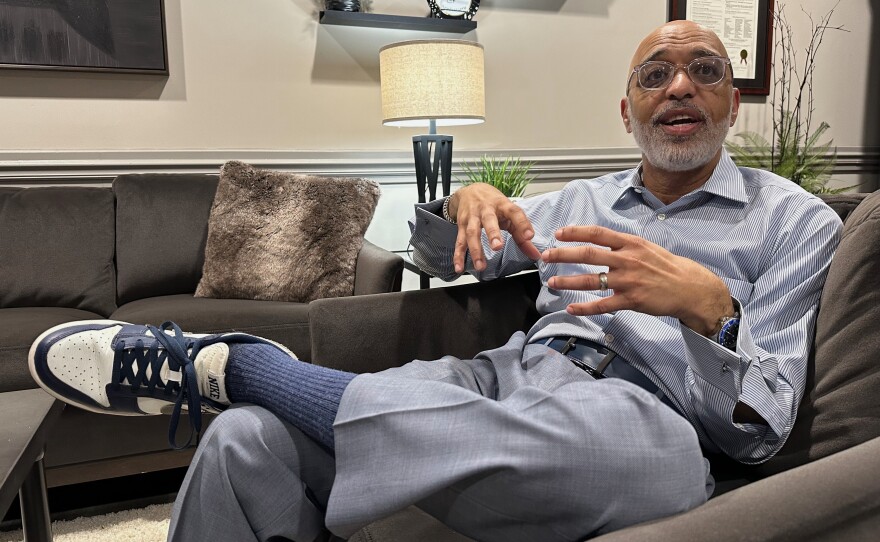 Pastor James Gailliard discusses his North Carolina state Senate campaign in his office at his Word Tabernacle Church in Rocky Mount, N.C., March 11, 2026. Gailliard is critical of how little national Democratic Party donors and organizations have invested in eastern North Carolina where rural Black voters are critical to election outcomes.