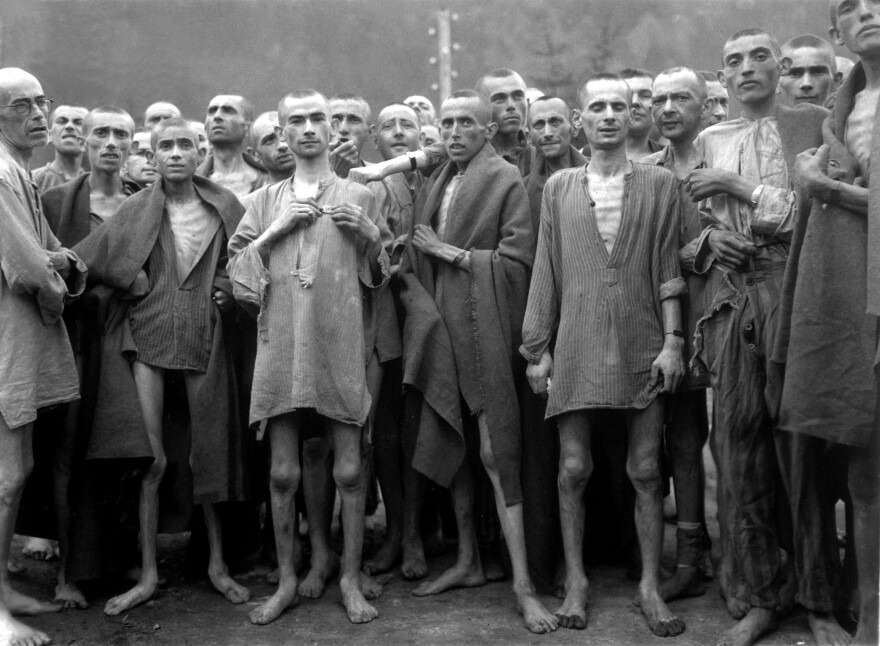 Prisoners at Ebensee Concentration Camp in 1945