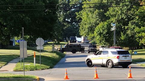 The scene on North Normal Street during the 20-hour standoff.