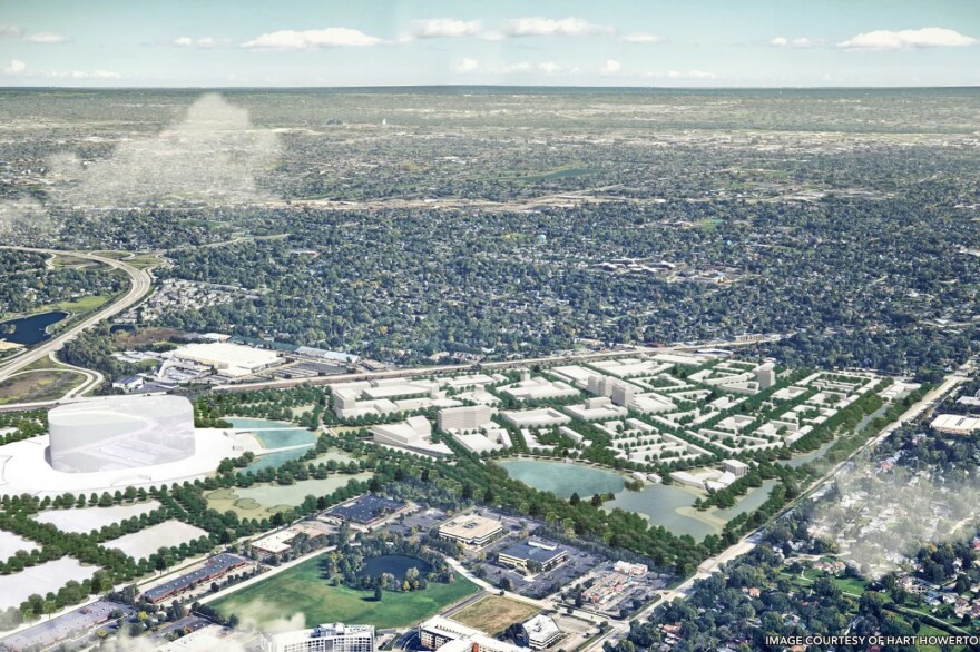 A rendering of the aerial view of the stadium site in Arlington Heights