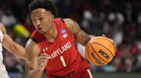 FILE - Maryland guard Jahmir Young (1) dribbles upcourt in the first half of a second-round college basketball game against Alabama in the NCAA Tournament in Birmingham, Ala., Saturday, March 18, 2023. Maryland returns three of its top four scorers from last season in Jahmir Young, Donta Scott and Julian Reese. Young averaged 15.8 points per game in his first season with the Terps after transferring from Charlotte. (AP Photo/Rogelio V. Solis, File)