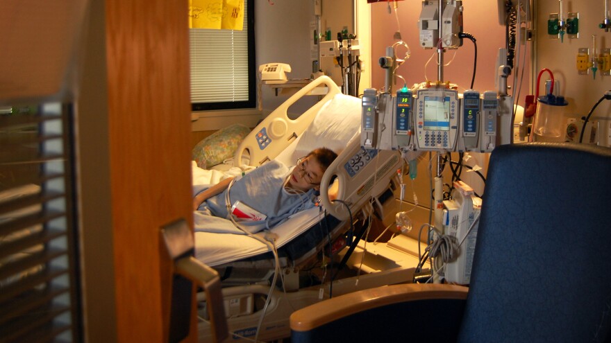 Joey lies in bed at Cincinnati Children's Hospital, not long after receiving his first dose of the immunotherapy drug Keytruda.