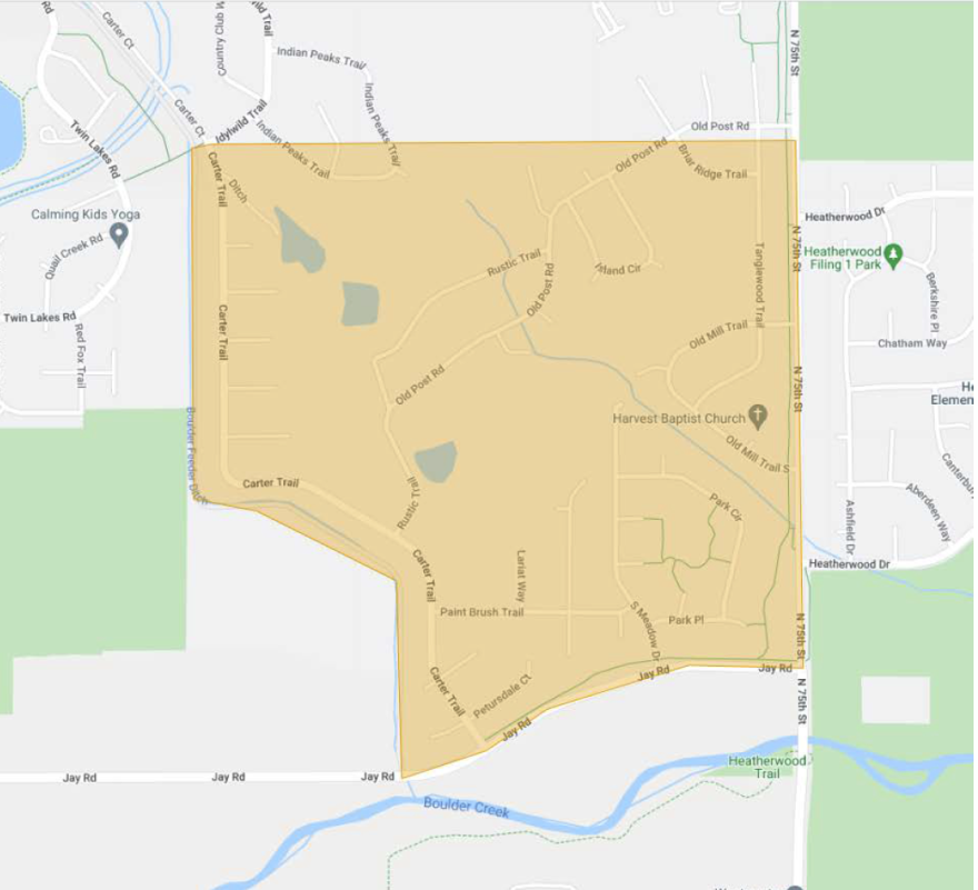 An example of Boulder County's evacuation map. Residents will be able to access online a map put out by the county to see what zones are under evacuation warnings, like this one.