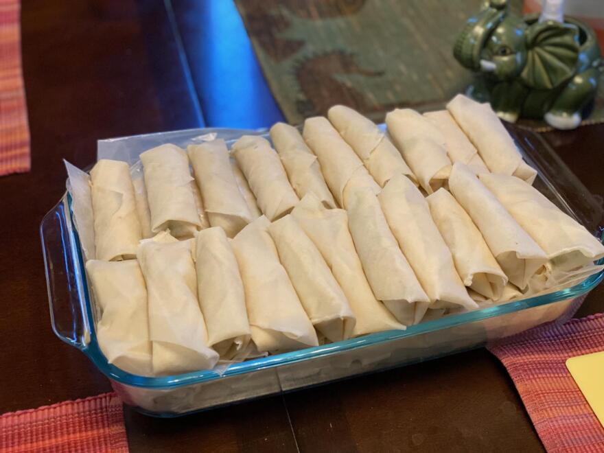 Lumpia waiting to be cooked.