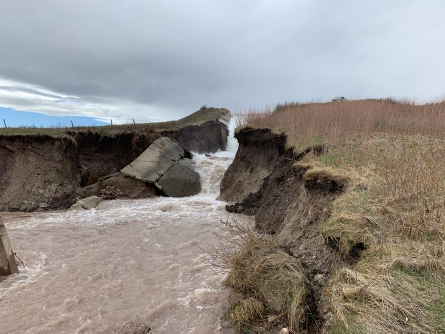 A photo of the collapse of Drop 5 in the St. Mary Canal taken in mid-May 2020.