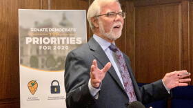 Senate Minority Leader Tim Lanane (D-Anderson) discusses his caucus's 2020 legislative agenda. (Brandon Smith/IPB News)
