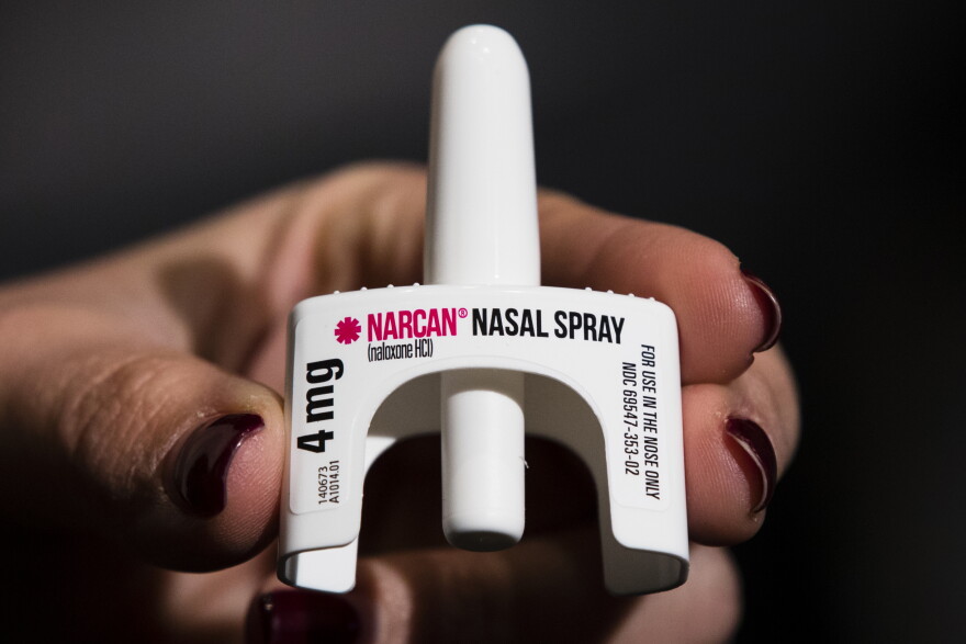 FILE - The overdose-reversal drug Narcan is displayed during training for employees of the Public Health Management Corporation (PHMC), Dec. 4, 2018, in Philadelphia, PA.