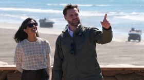 FILE - Vice President JD Vance, right, and second lady Usha Vance watch a demonstration by Marines during activities to mark the upcoming Marine Corps' 250th anniversary Saturday, Oct 18, 2025, on Marine Corps Base Camp Pendleton in Camp Pendleton, Calif. 
