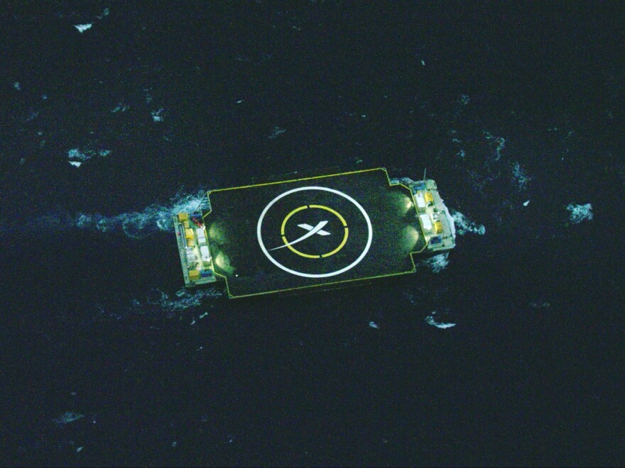 An image provided by SpaceX showing the barge that was used in an unsuccessful attempt to recover the Falcon 9 first stage.