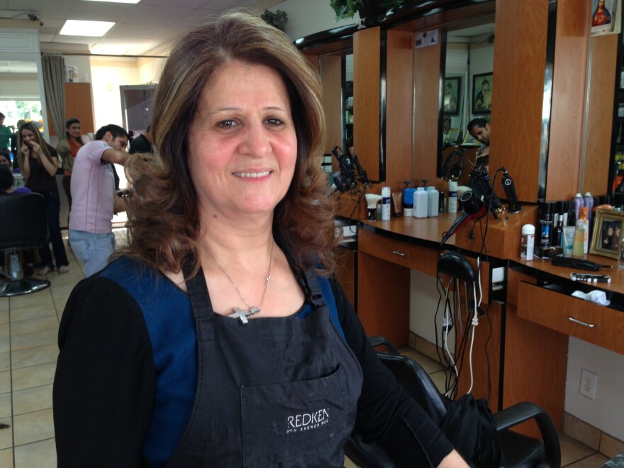 Ahlam Aelesha, a beautician, moved to California as a refugee of the first Gulf War. She says that after the recent Iraq War, much of the rest of her family still in Iraq has also come.