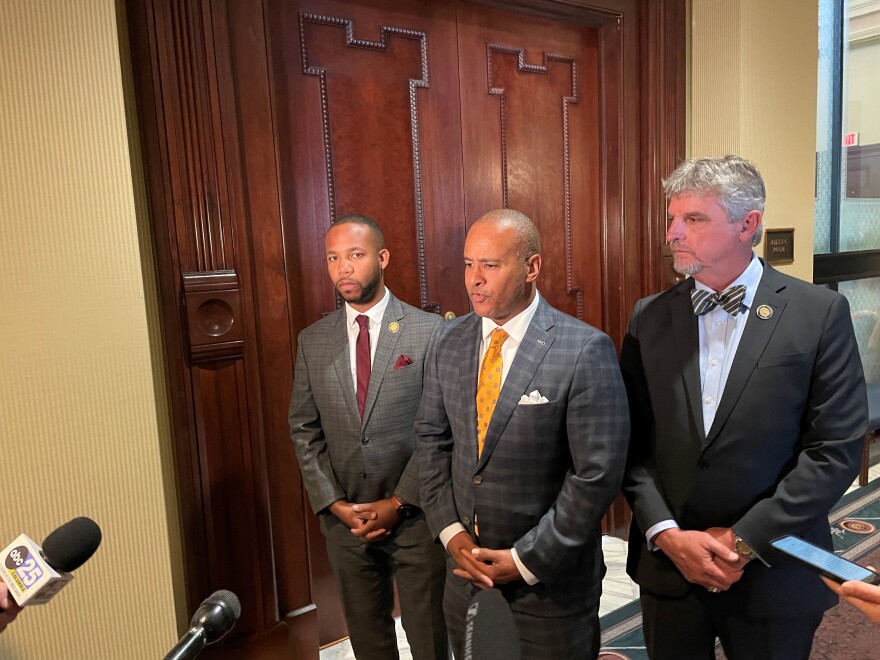 During a press conference on March 7, 2023, Democratic state Reps. Deon Tedder, Todd Rutherford and Roger Kirby announce the newly formed Freedom Caucus of South Carolina to counter the right wing House Freedom Caucus.