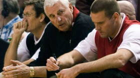 Former IU basketball coach Bob Knight, center, was driving home from a fishing trip when his vehicle struck a cow.