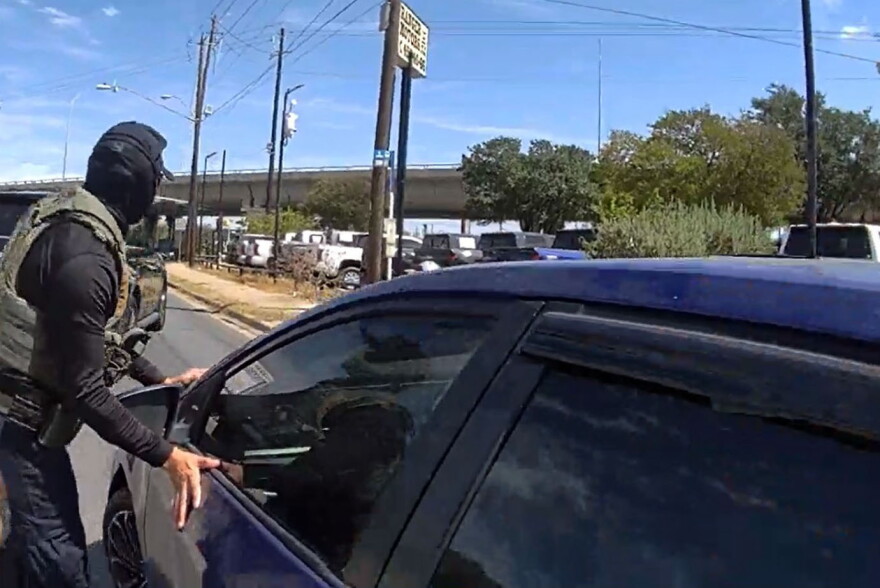 Court documents included a screenshot of a body-worn camera, showing an ICE agent touching Garces Perez's car during the initial traffic stop.