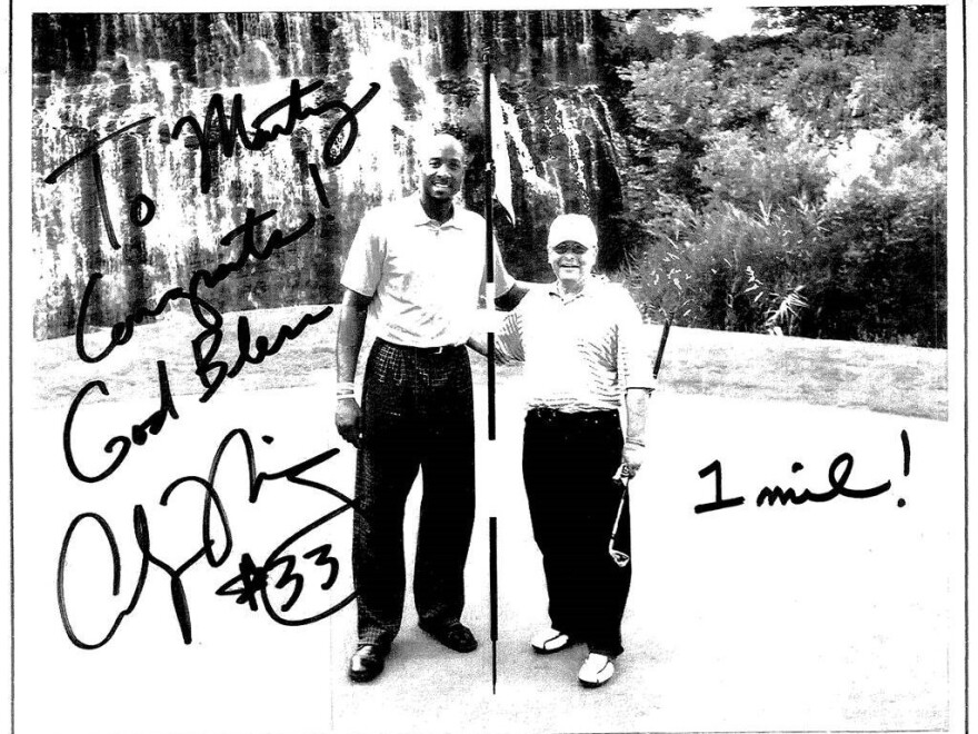 This picture was taken <em>after</em> Martin Greenberg got a hole-in-one at NBA star Alonzo Mourning's charity golf tournament. It was taken <em>before</em> Greenberg's million dollar prize was called into question.