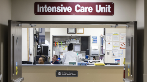 A wide shot of a desk at an intensive care unit inside a hospital. Gov. JB Pritzker’s administration has mailed letters to people who have Medicaid. More than 700,000 people in Illinois will lose, or are at risk of losing, their public health insurance.