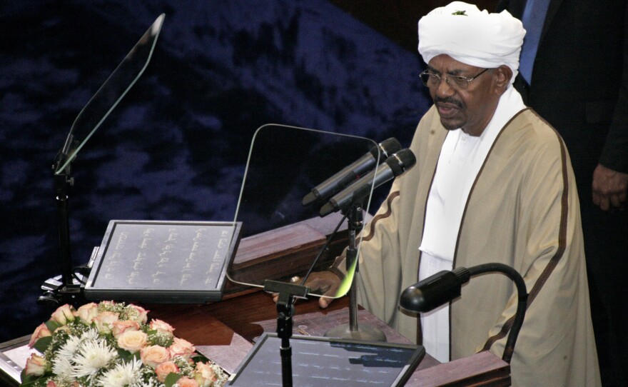 Sudan's President Omar al-Bashir, seen here at the Sudanese National Assembly in Khartoum on June 2, was re-elected in a landslide that extended his 25-year rule. Bashir, who took power in a 1989 coup, is the only sitting head of state facing genocide charges at the International Criminal Court.