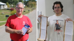 Incumbent John Roth (R-Interlochen) and Mitch Distin, the Democratic challenger for the 104th state House District. (Photo: Austin Rowlader/IPR News)