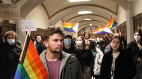Purdue protesters packed the halls of the Purdue Memorial Union to greet attendees of Michael Knowless speech.