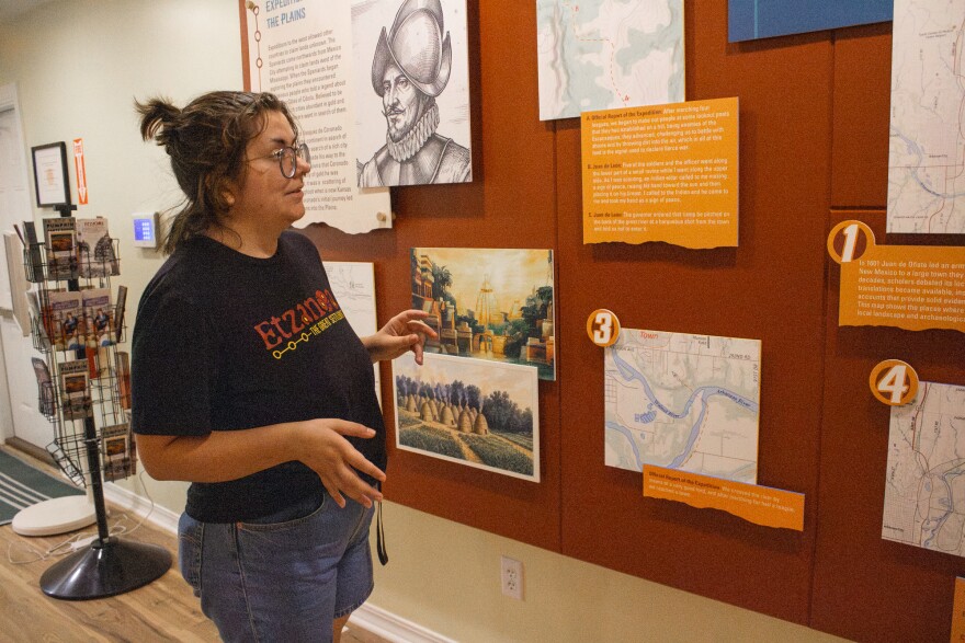 Georgia Zavala, director of the Etzanoa Conservancy, gives a tour of the new immersion center in Arkansas City.